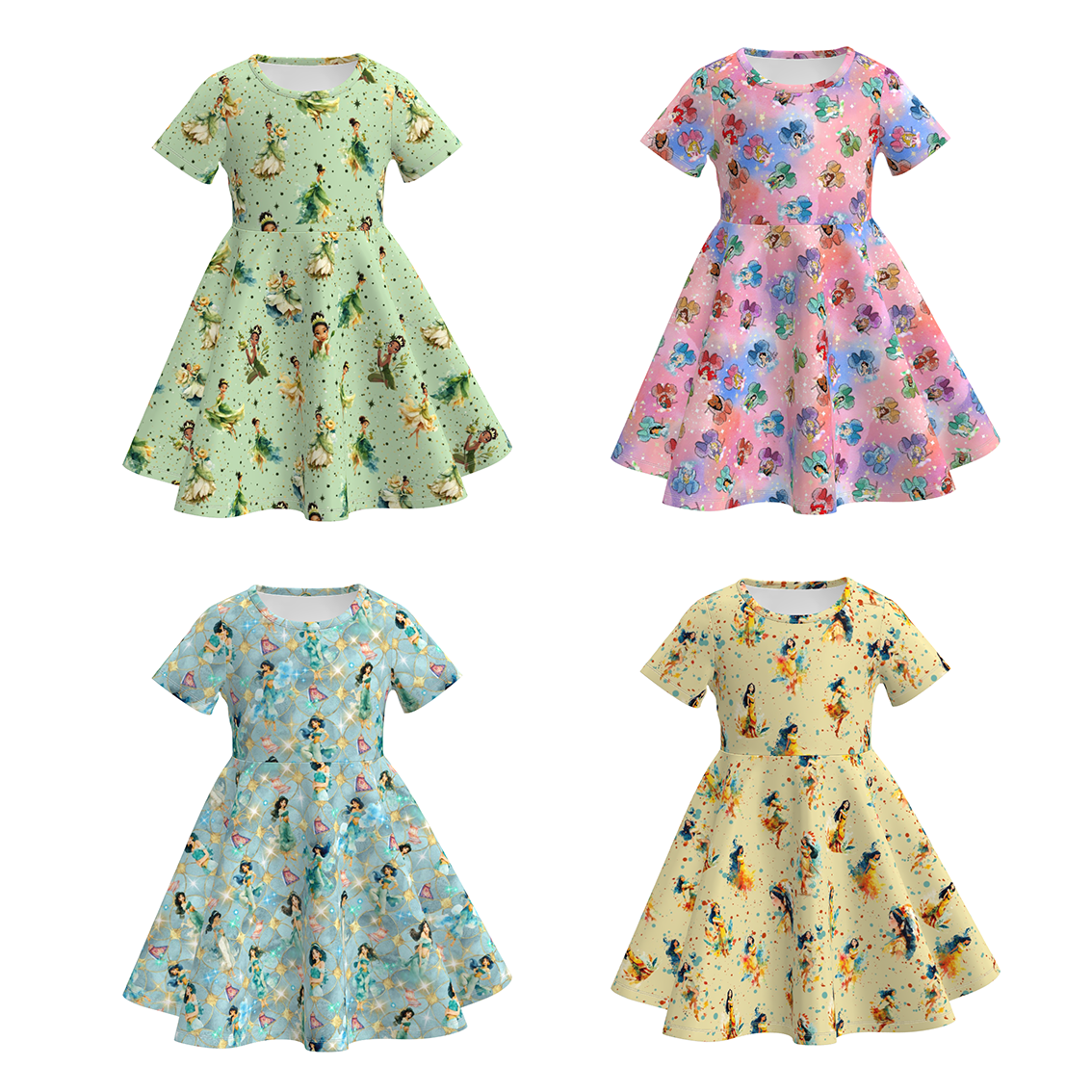 （Pre Order）Girls Spring&Summer Princess Print Dress