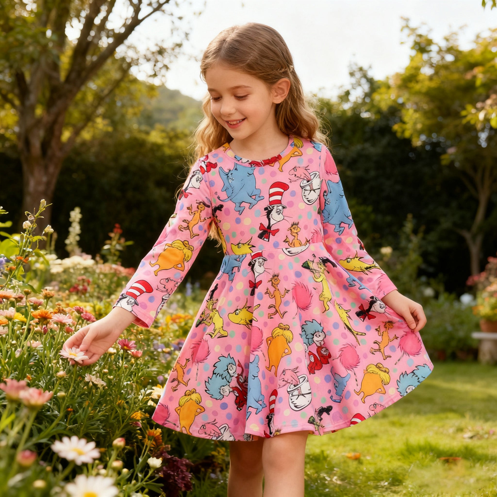 （In Stock）Girls Spring and Summer DR SEUSS Print Dress