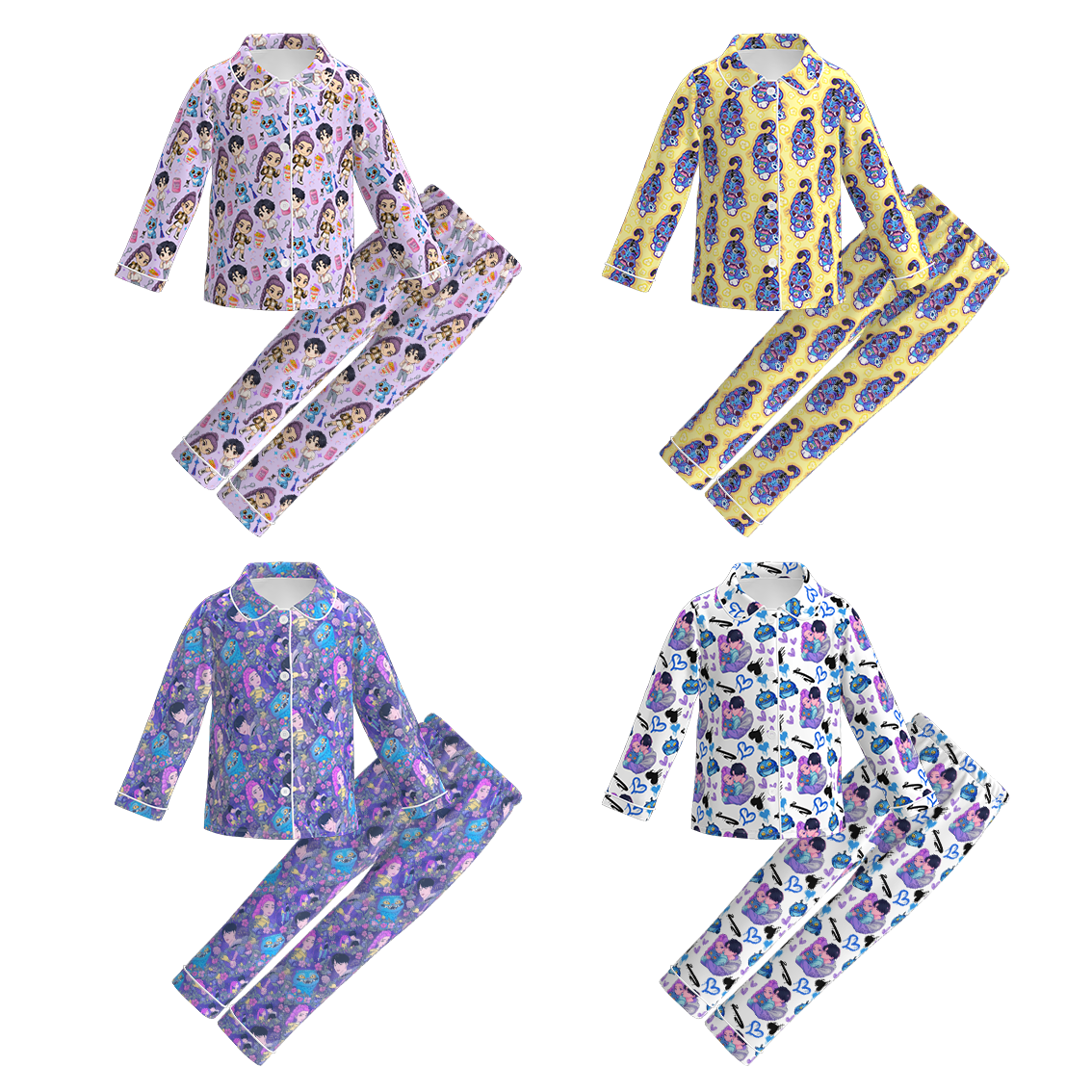 （Pre Order）Girls Spring&Summer Movie Character Print Pajamas