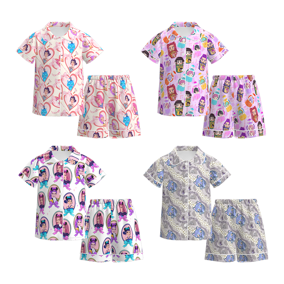 （Pre Order）Girls Spring&Summer Movie Character Print Pajamas