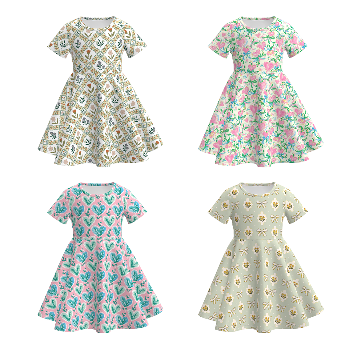 （Pre Order）Girls Spring&Summer Floral Print Dress