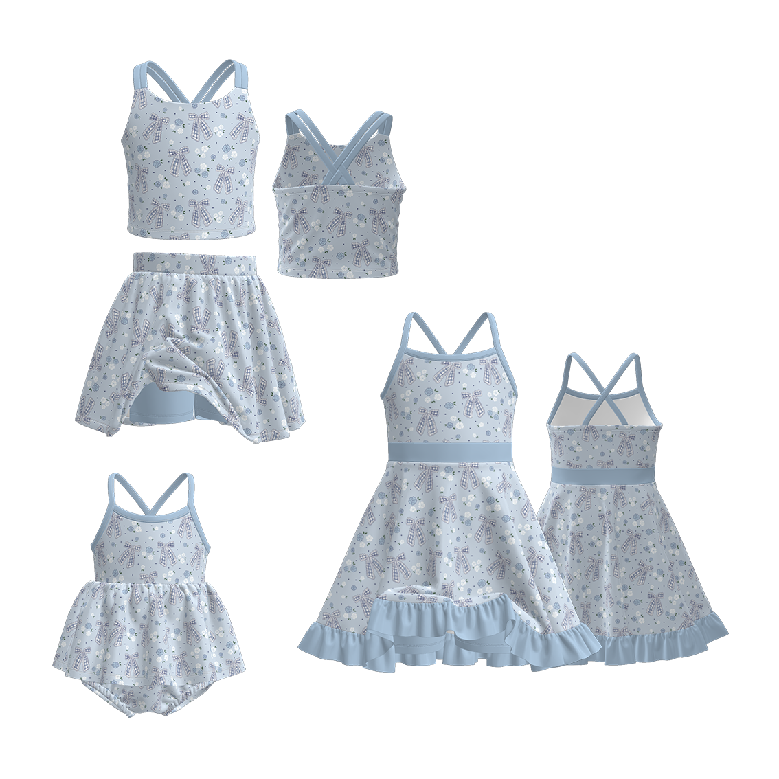 （Pre Order）Sisters Spring&Summer Bow Print Dress,Set&Romper