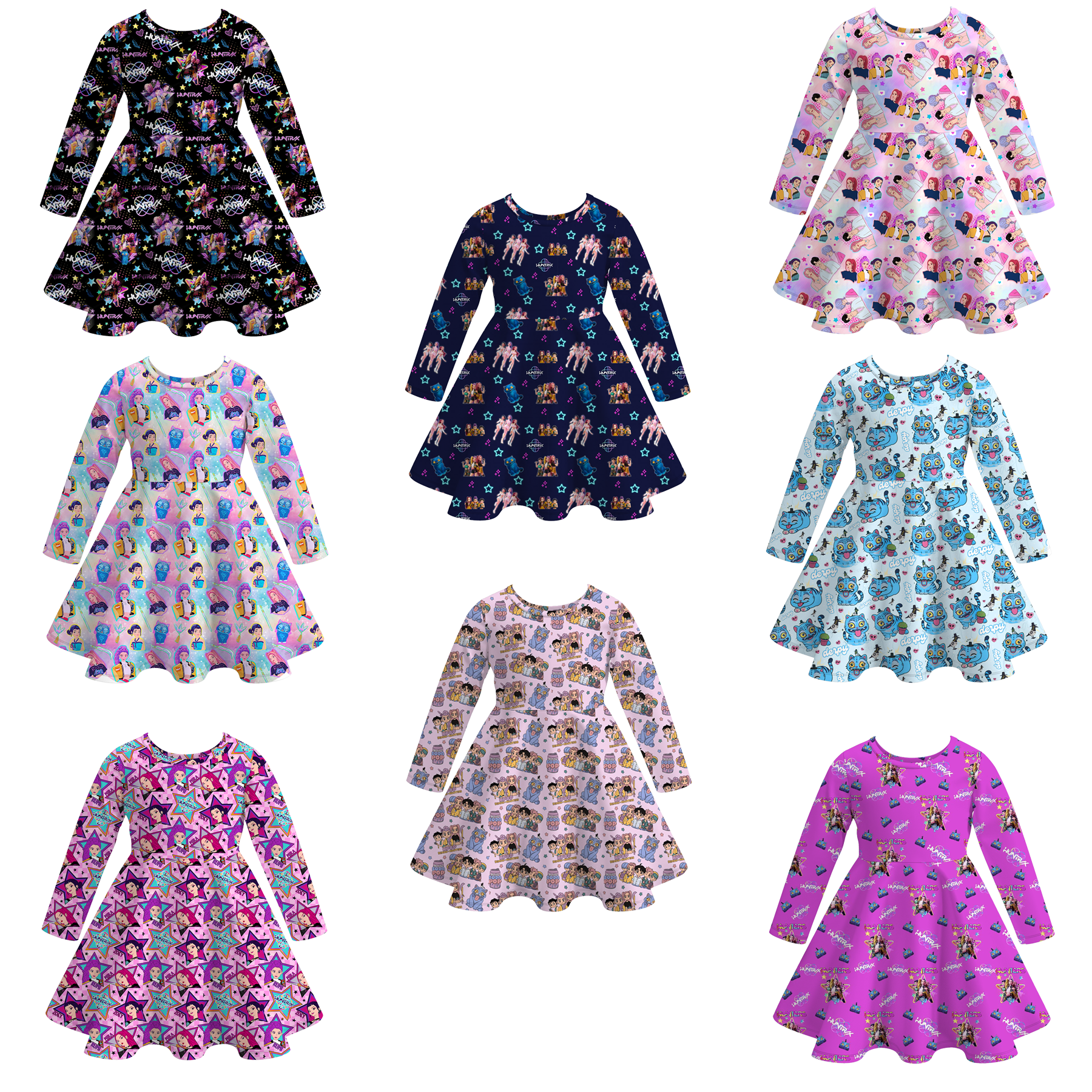 （Pre Order）Girls Movie Character Print Long Sleeves Dress