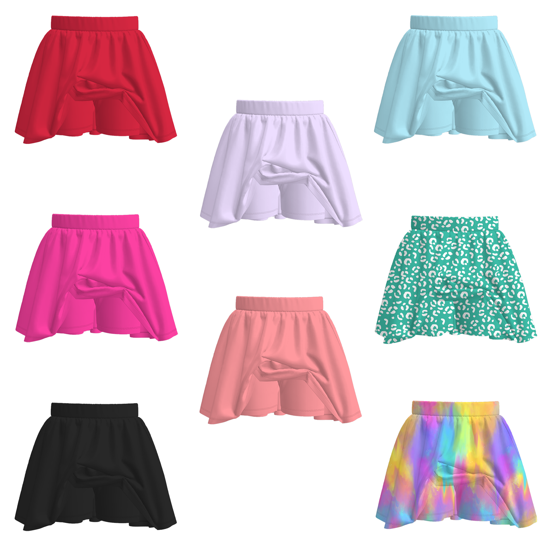 （Pre Order）Girls Spring and Summer Plain Color Skort