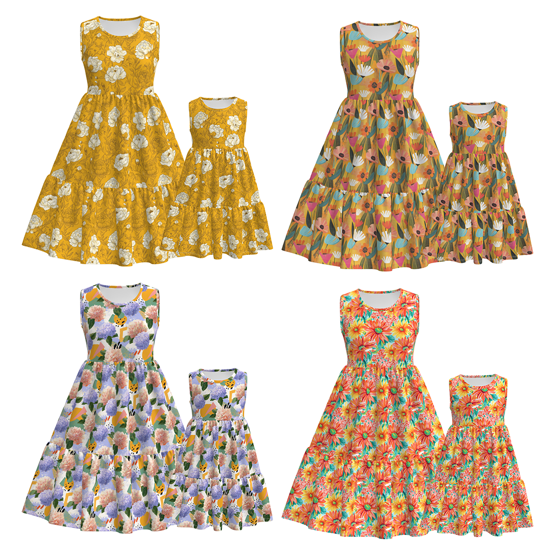 （Pre Order）Mommy and Me Spring＆Summer Floral Print Dress