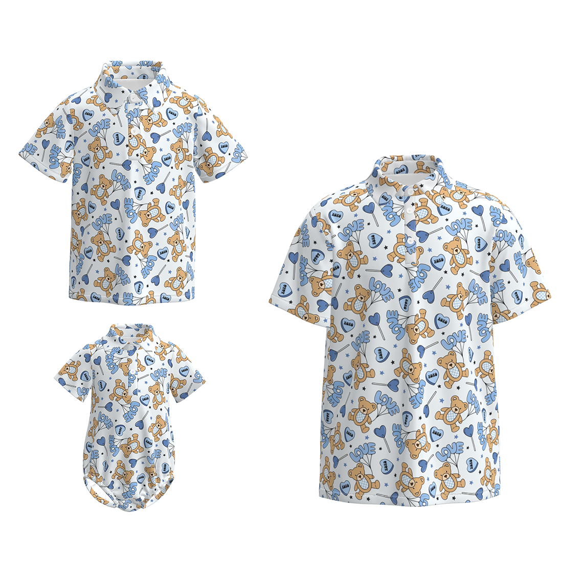 （Pre Order）Family Valentine's Day Cartoon Print Romper&Top