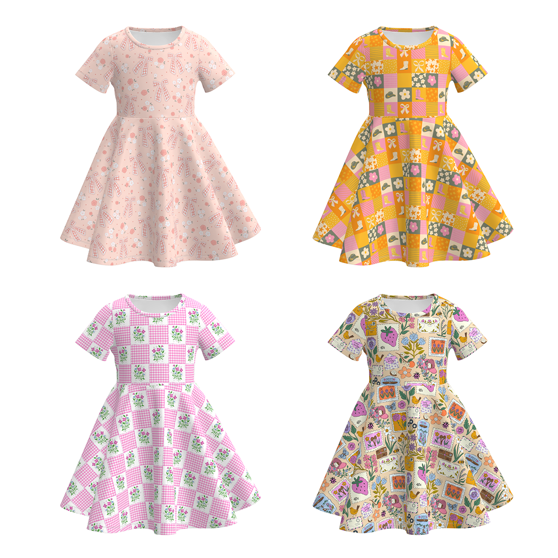 （Pre Order）Girls Spring&Summer Floral Print Dress
