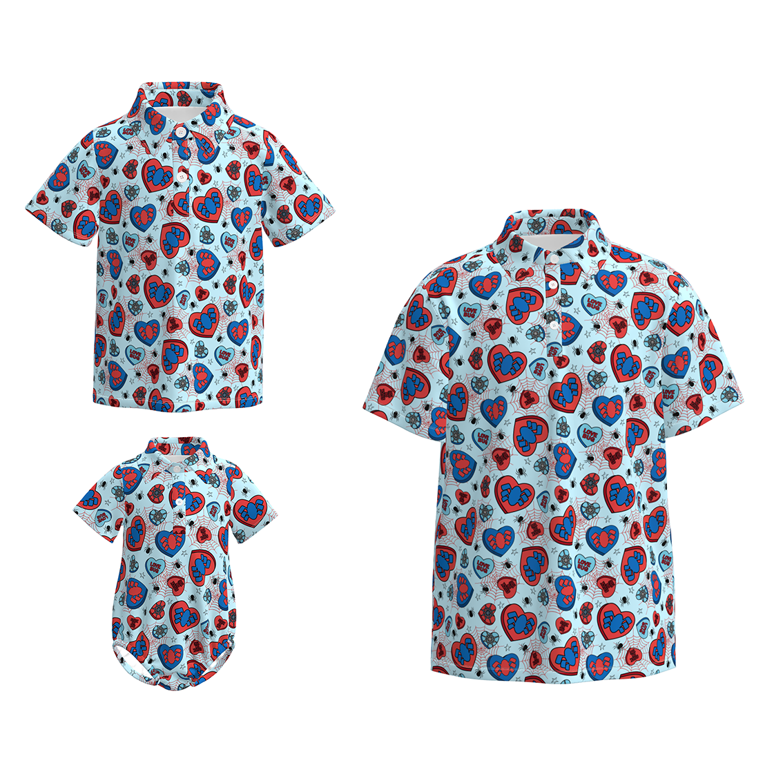 （Pre Order）Family Valentine's Day Cartoon Print Romper&Top