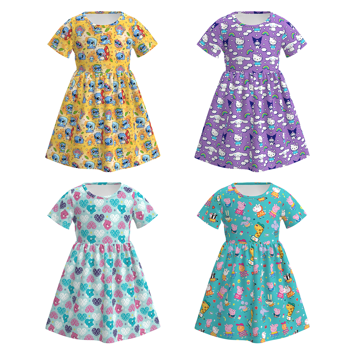 （Pre Order）Girls Spring&Summer Cartoon Print Dress