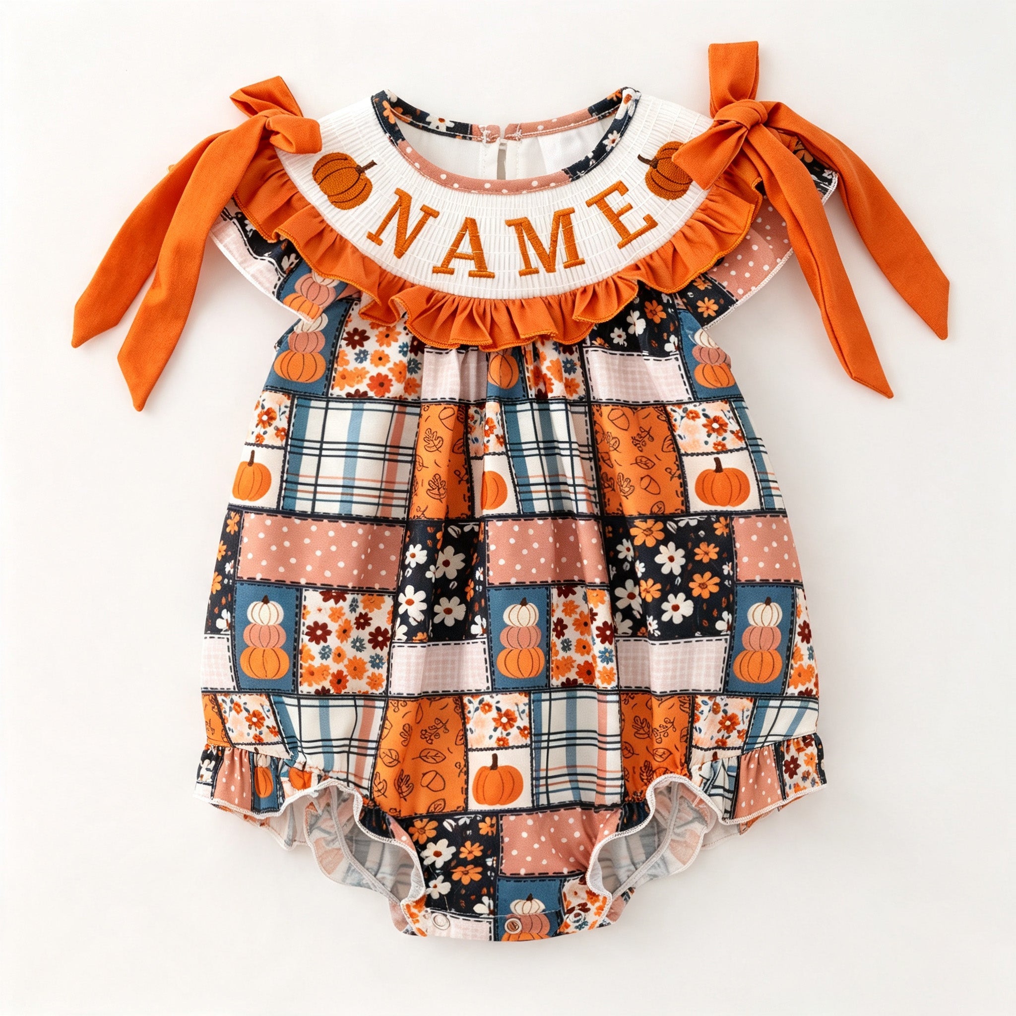 （Pre Order）Siblings Pumpkin Embroidery Smocked Set&Romper