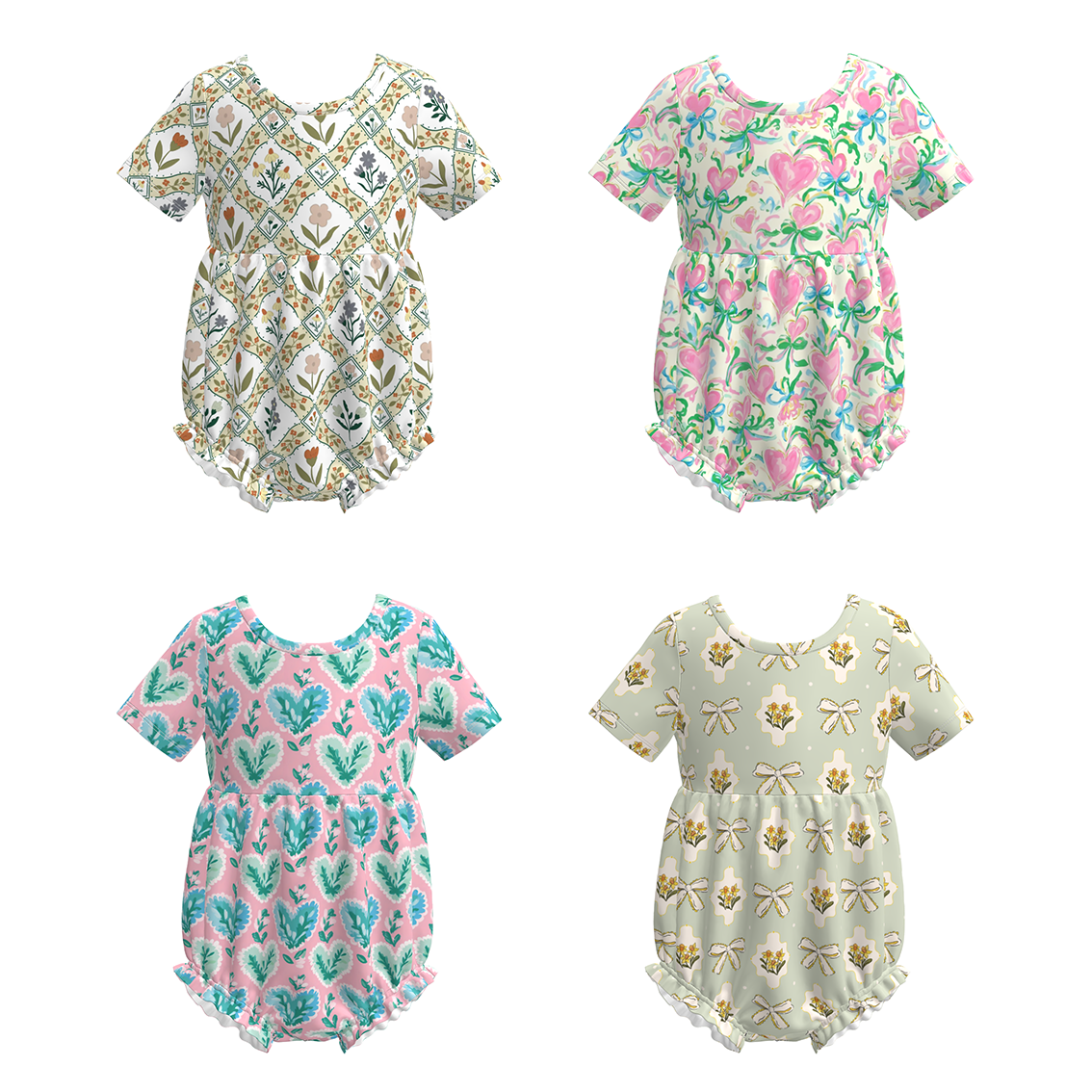 （Pre Order）Toddler Girls Spring&Summer Floral Print Romper