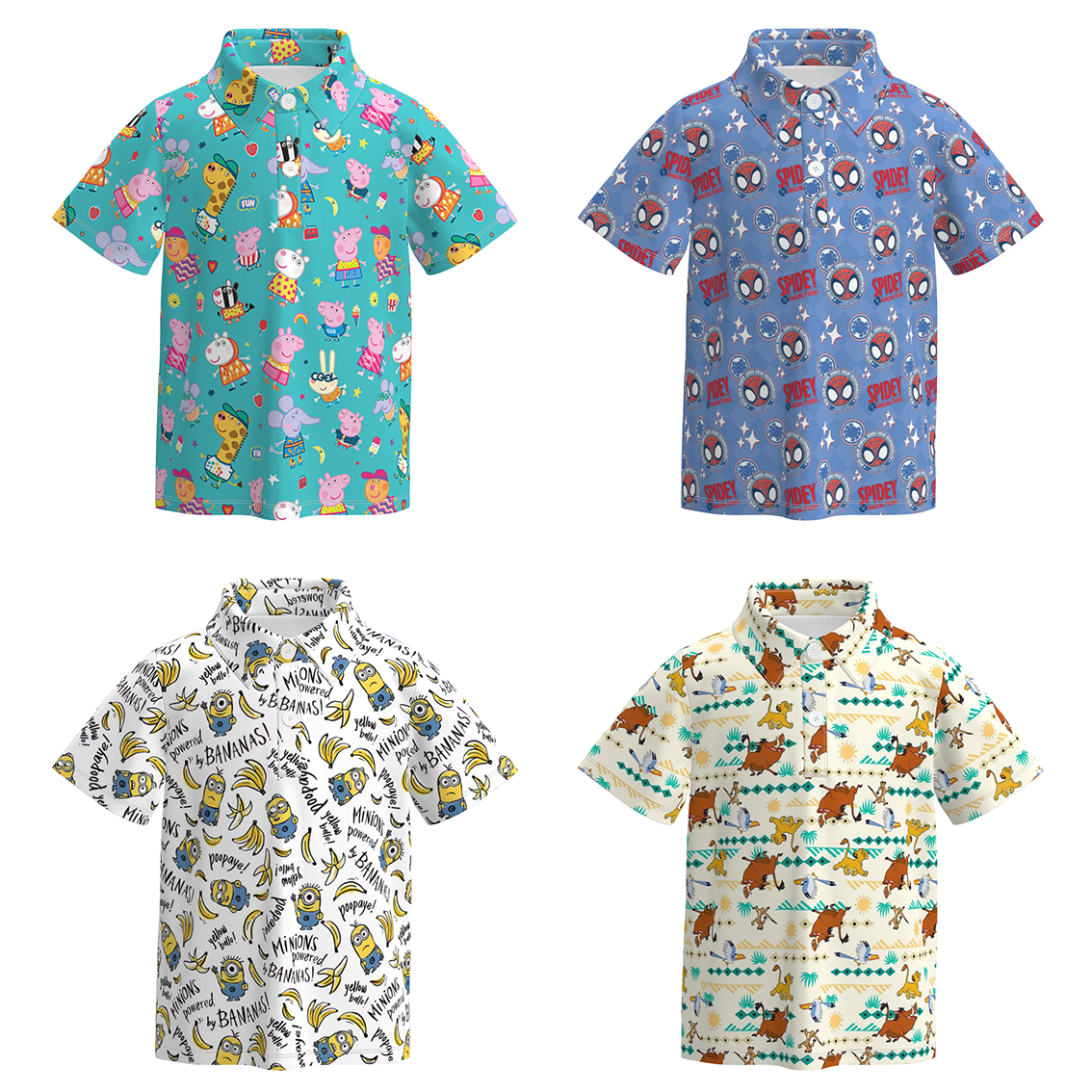 （Pre Order）Boys Spring&Summer Cartoon Print Four-way Stretch Shirt