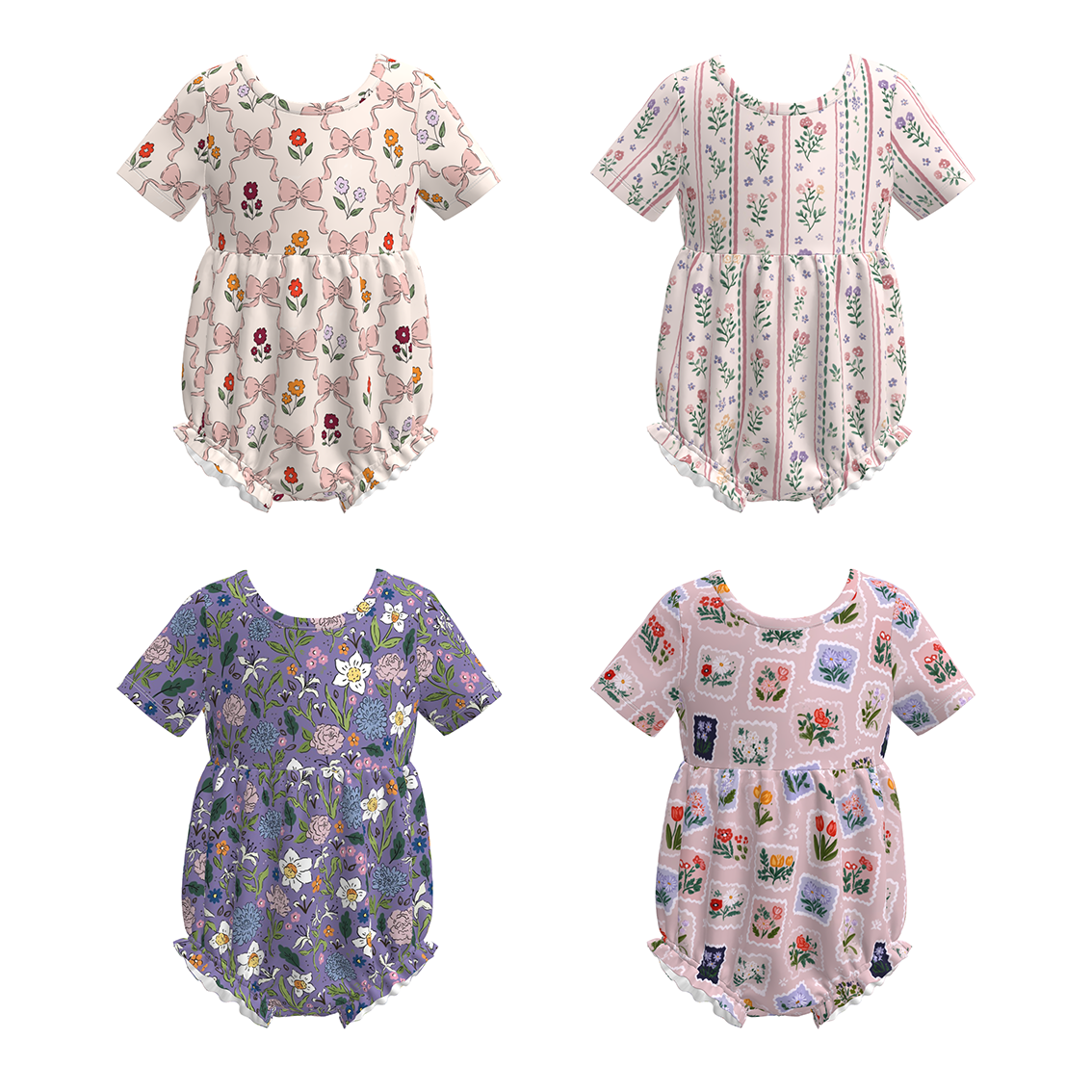 （Pre Order）Toddler Girls Spring&Summer Floral Print Romper