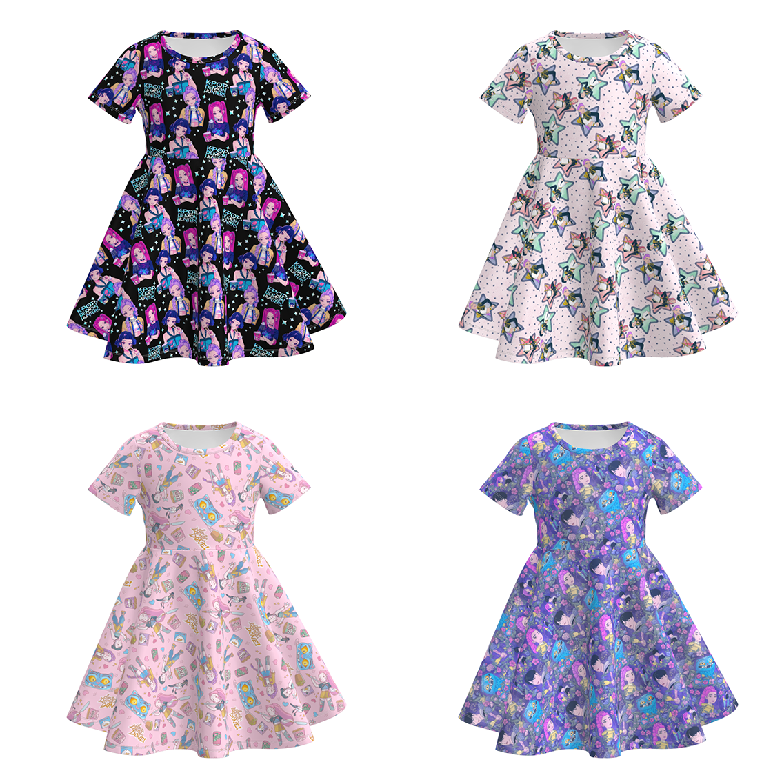 （Pre Order）Girls Spring&Summer Movie Character Print Dress
