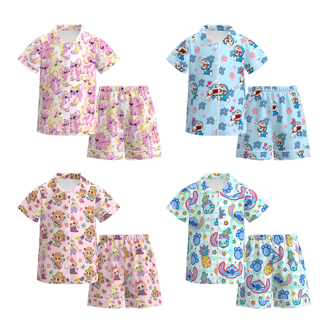 （Pre Order）Girls Spring&Summer Cartoon Print Pajamas
