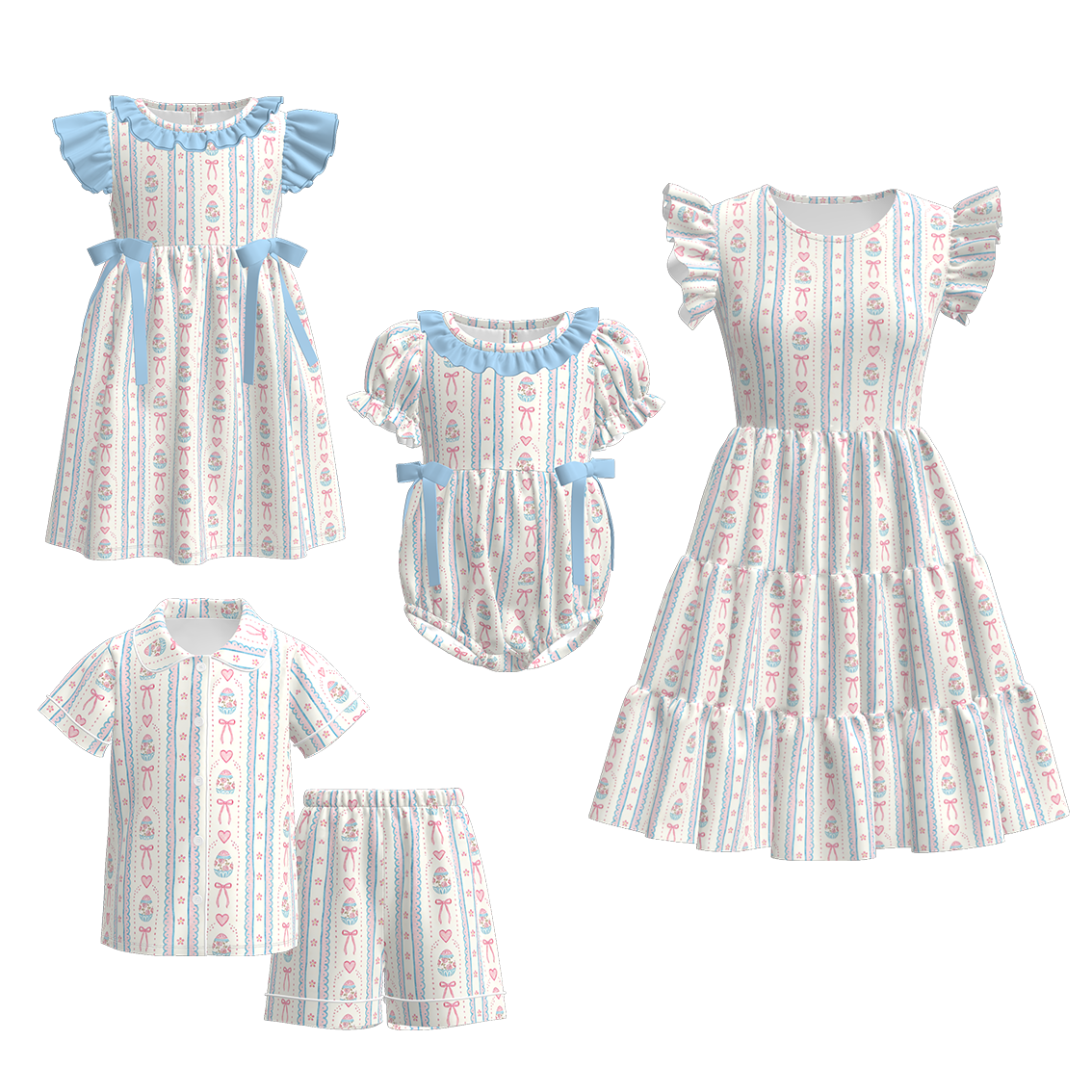 （Pre Order）Family Easter Egg Print Dress,Set&Romper