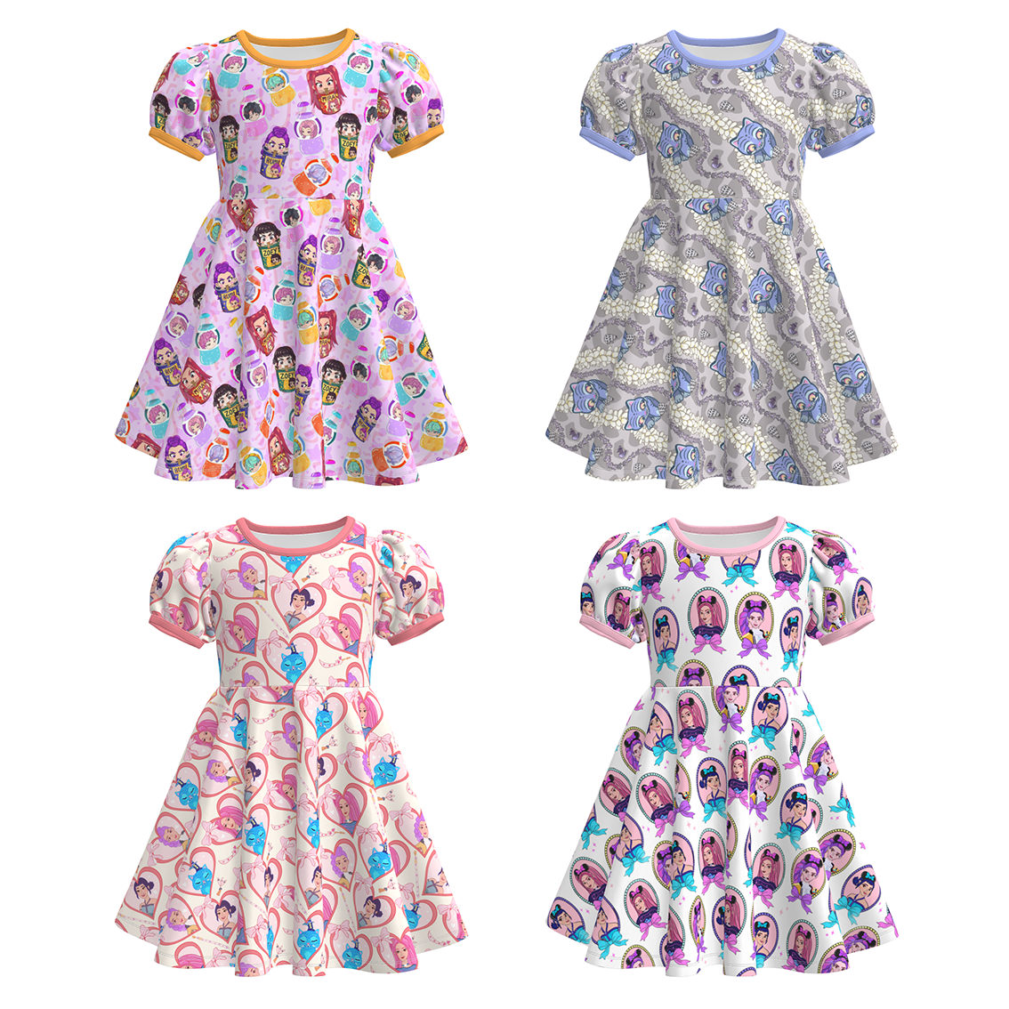 （Pre Order）Girls Spring&Summer Movie Character Print Dress