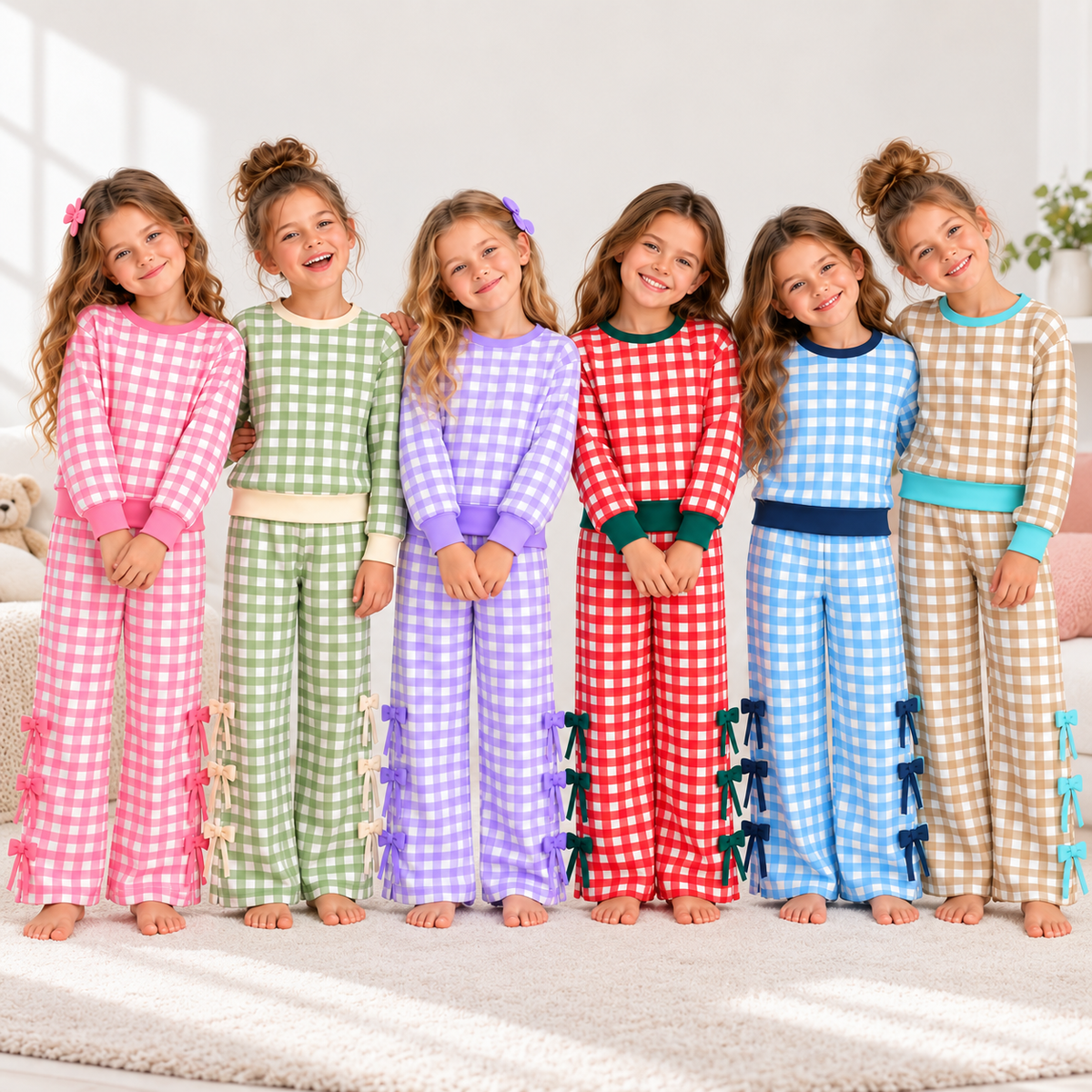 （Weekly Pre-Order）Girls Plaid Print Bow Outfit Set（Ends 9.27）