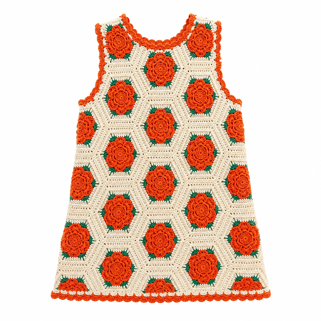 （Pre Order 2 Weeks）Girls Granny Square Crochet Dress