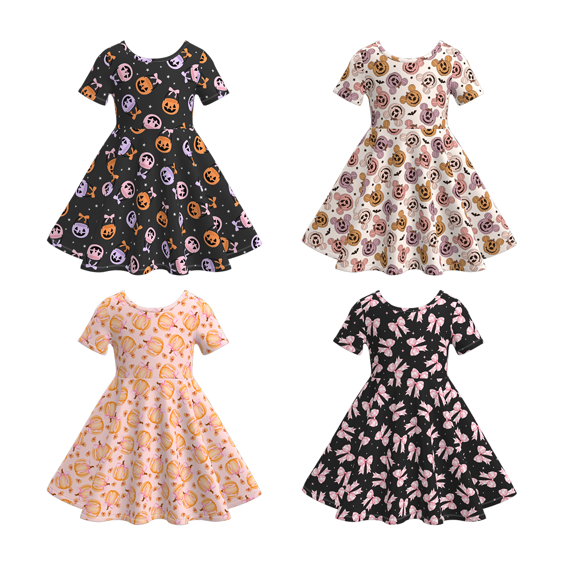 （Pre Order）Girls Halloween Cartoon Print Dress