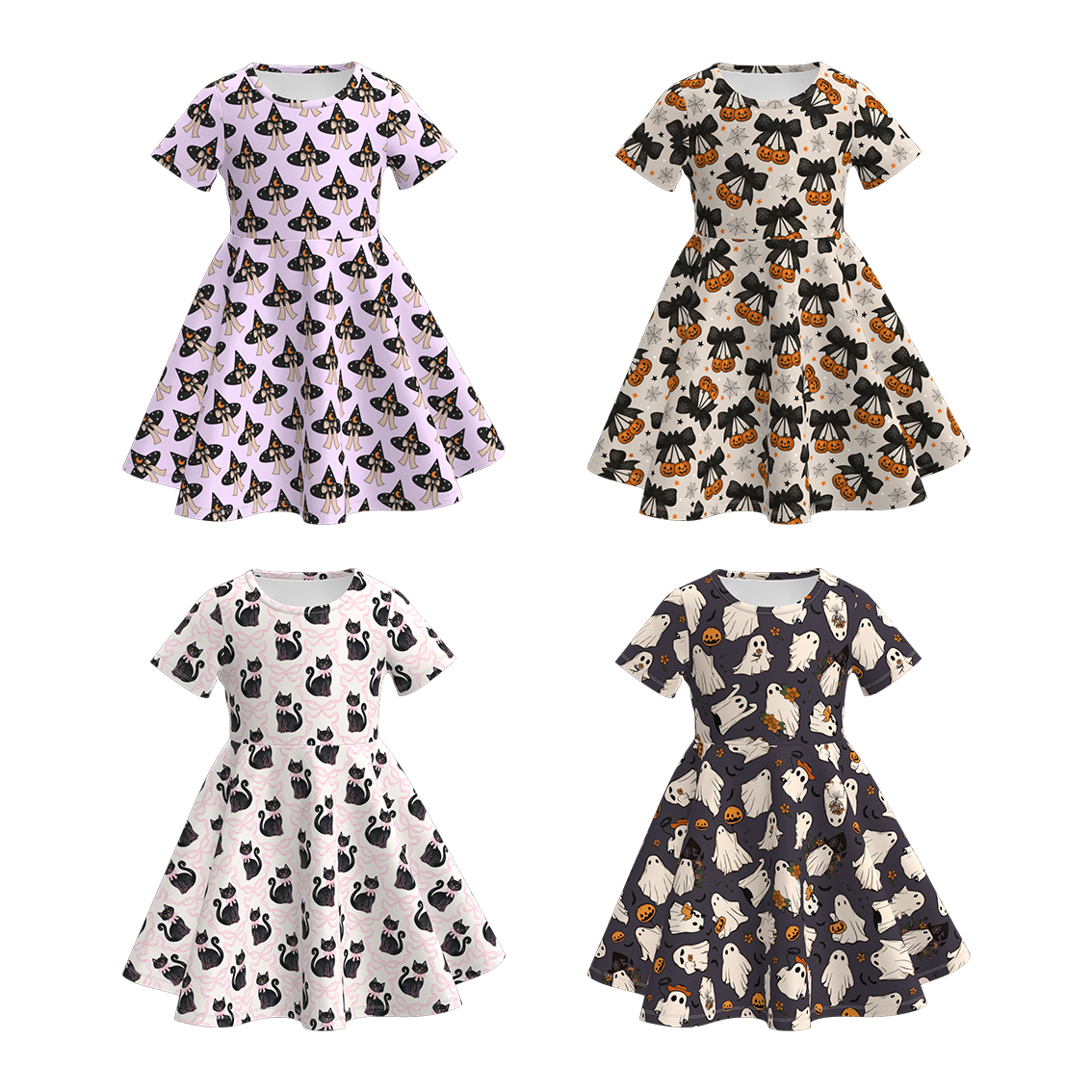 （Pre Order）Girls Halloween Cartoon Print Dress