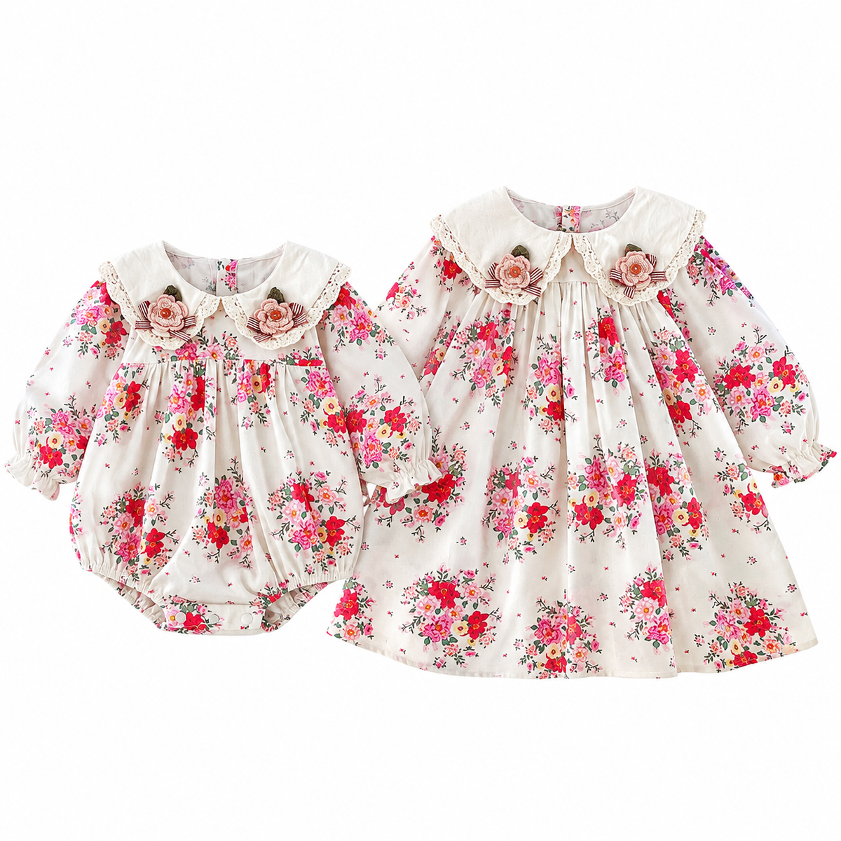 （Pre Order 2 Weeks）Sisters Fall Floral Collar Dress&Romper