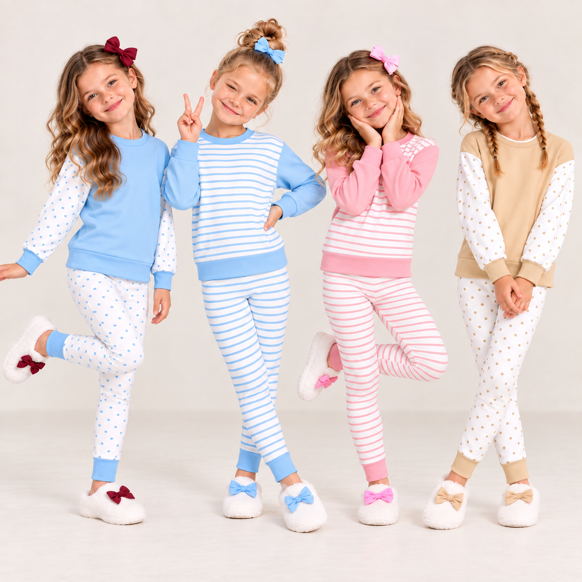 （Weekly Pre-Order）Girls Fall Stripe&Dot Sweatshirt Set（Ends 9.27）
