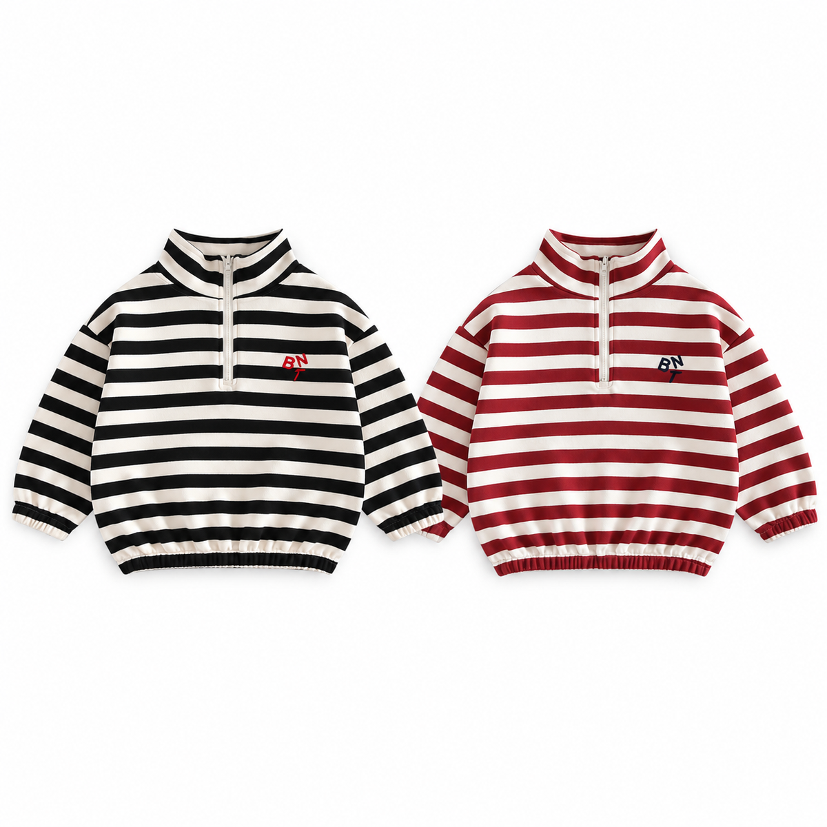 （Pre Order 2 Weeks）Unisex Fall Stripe Zipper Sweatshirt
