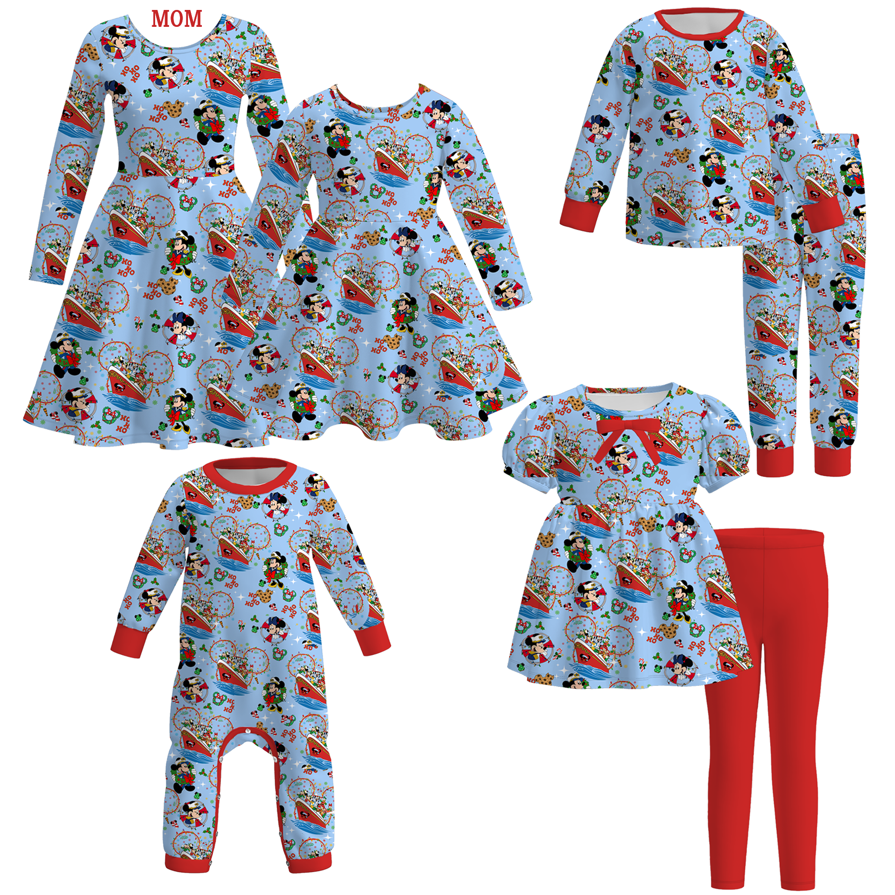 （Pre Order）Family Christmas Cartoon Print Dress,Set＆Romper
