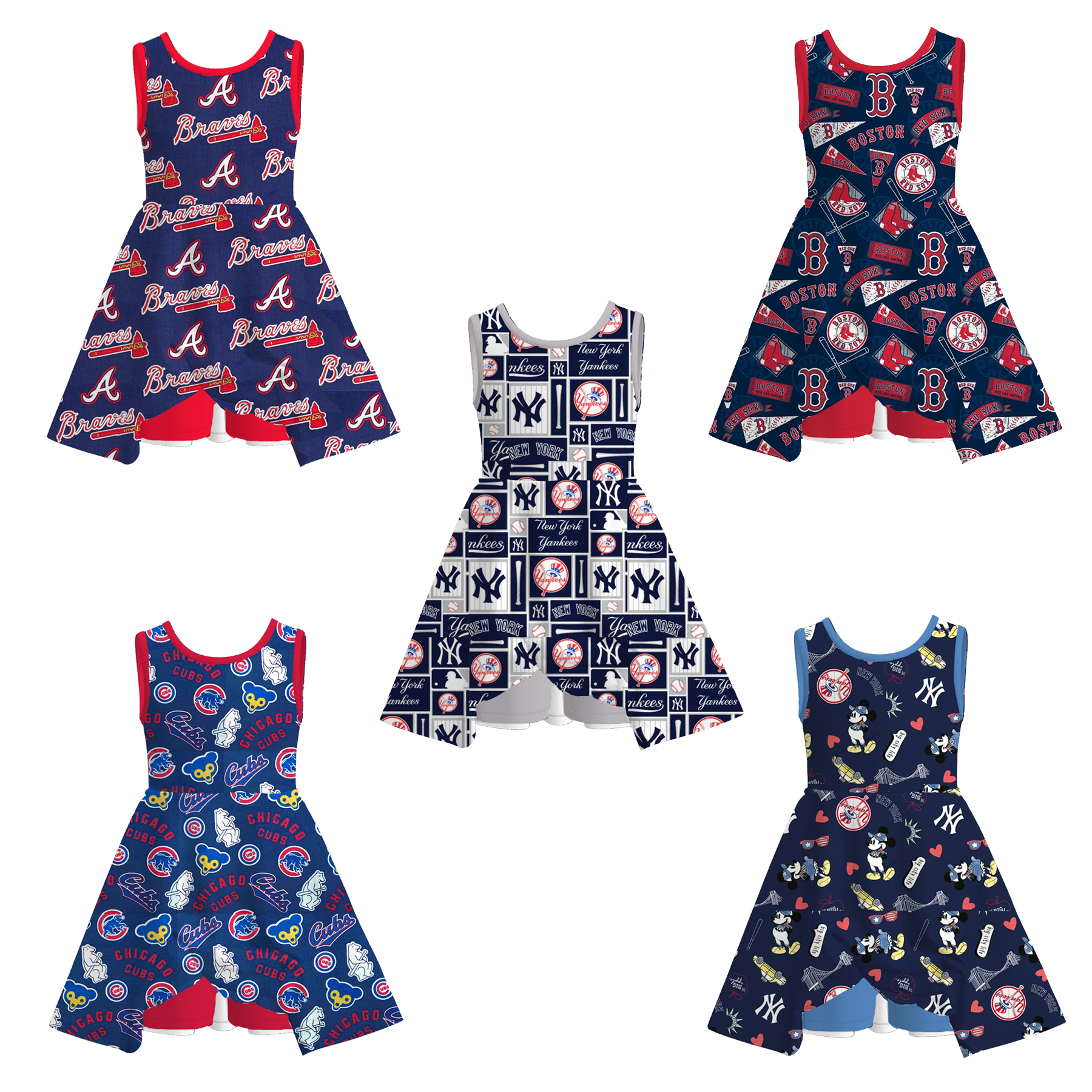 （Pre Order）Girls Spring and Summer Baseball Print Skort Dress