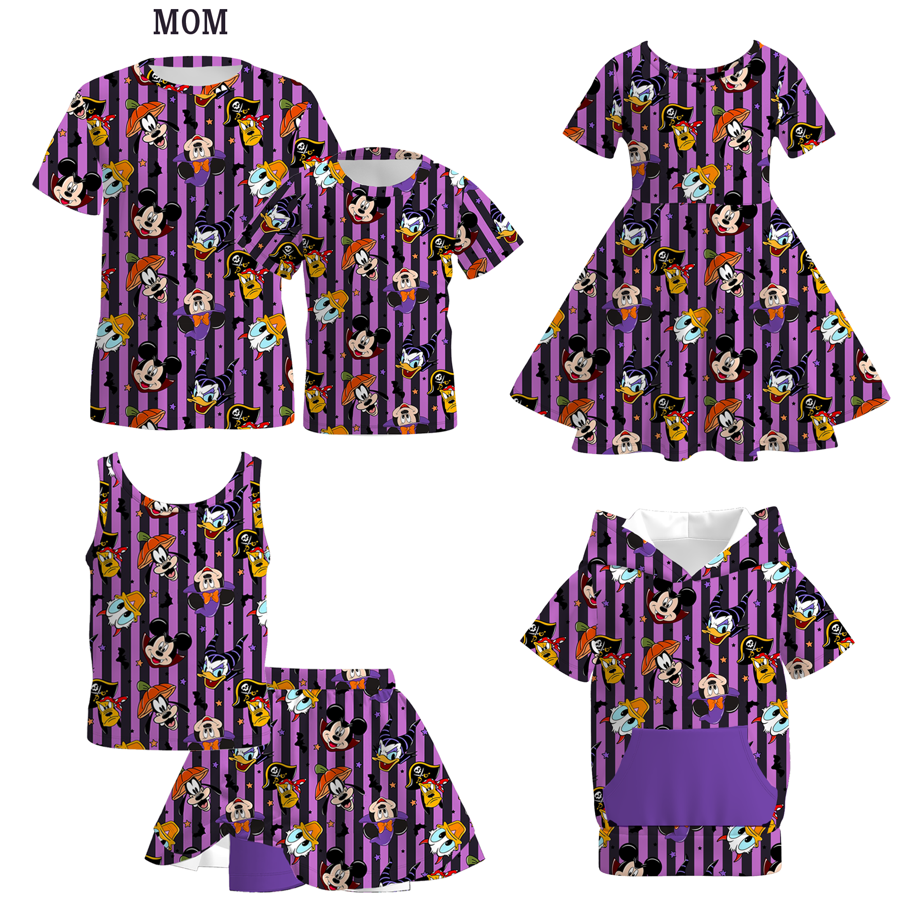 （Pre Order）Family Halloween Cartoon Print Dress,Set＆Top