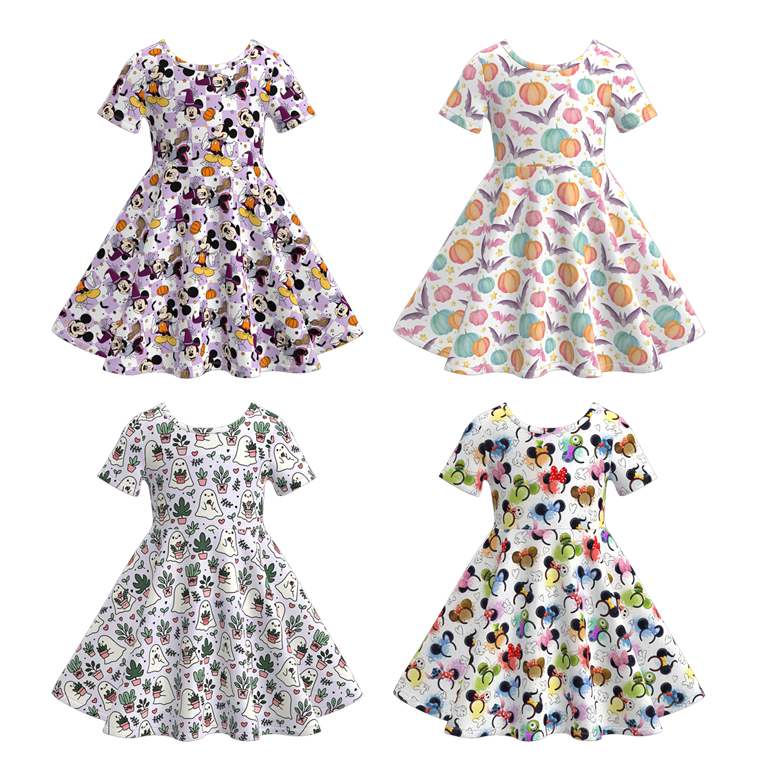 （Pre Order）Girls Halloween Cartoon Print Dress