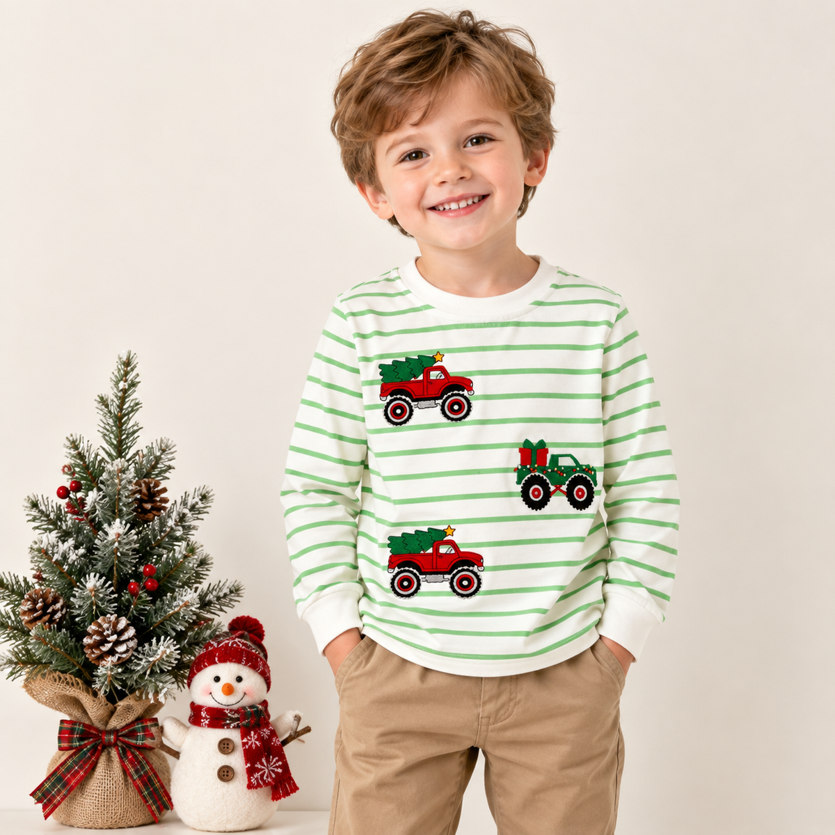 （In Stock）Boys Christmas Embroidery Top