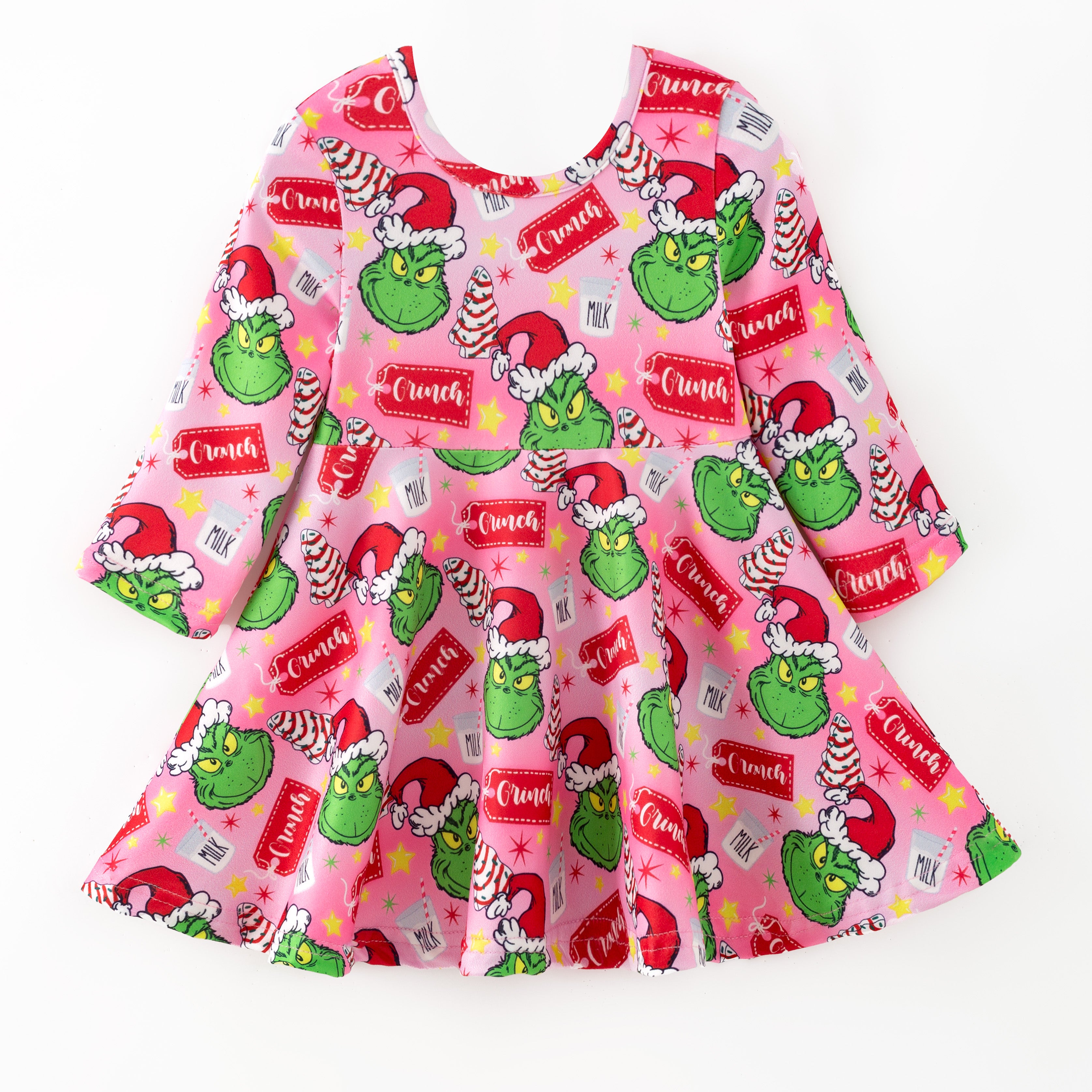 （Pre Order,Prepack Zone）Girls Christmas Cartoon Print Dress（Mix Size）
