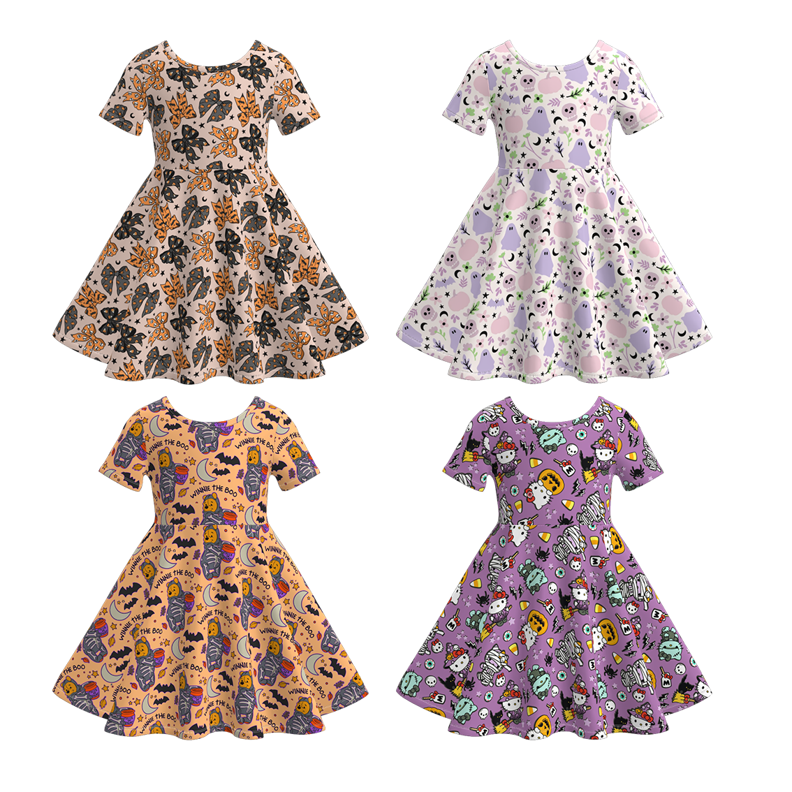 （Pre Order）Girls Halloween Cartoon Print Dress