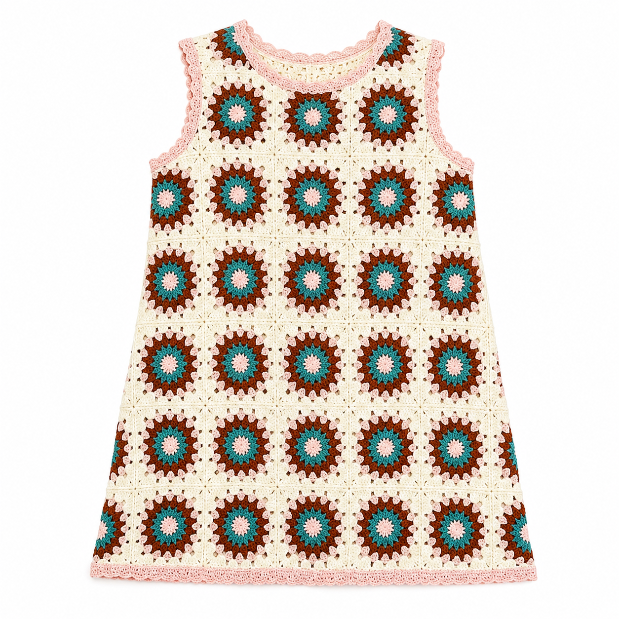 （Pre Order 2 Weeks）Girls Granny Square Crochet Dress