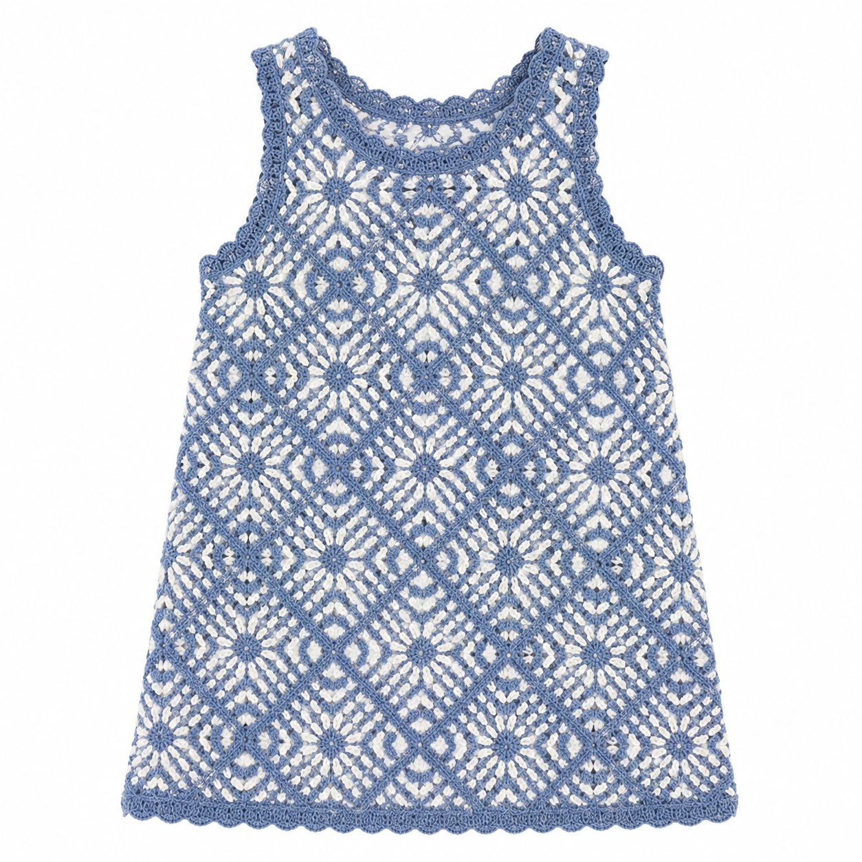 （Pre Order 2 Weeks）Girls Granny Square Crochet Dress