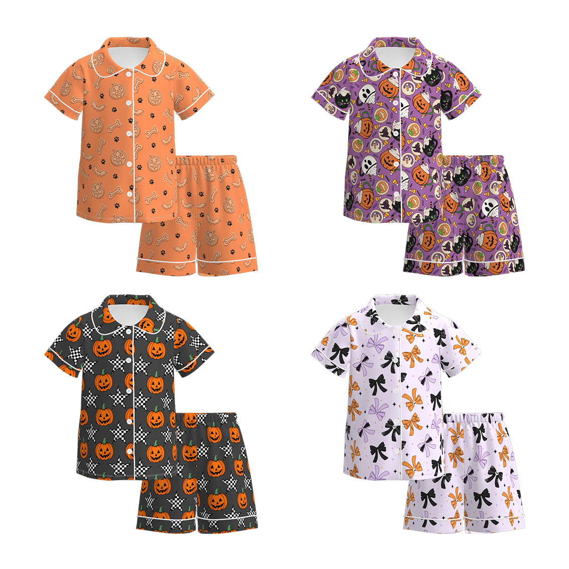 （Pre Order）Girls Halloween Cartoon Print Pajamas