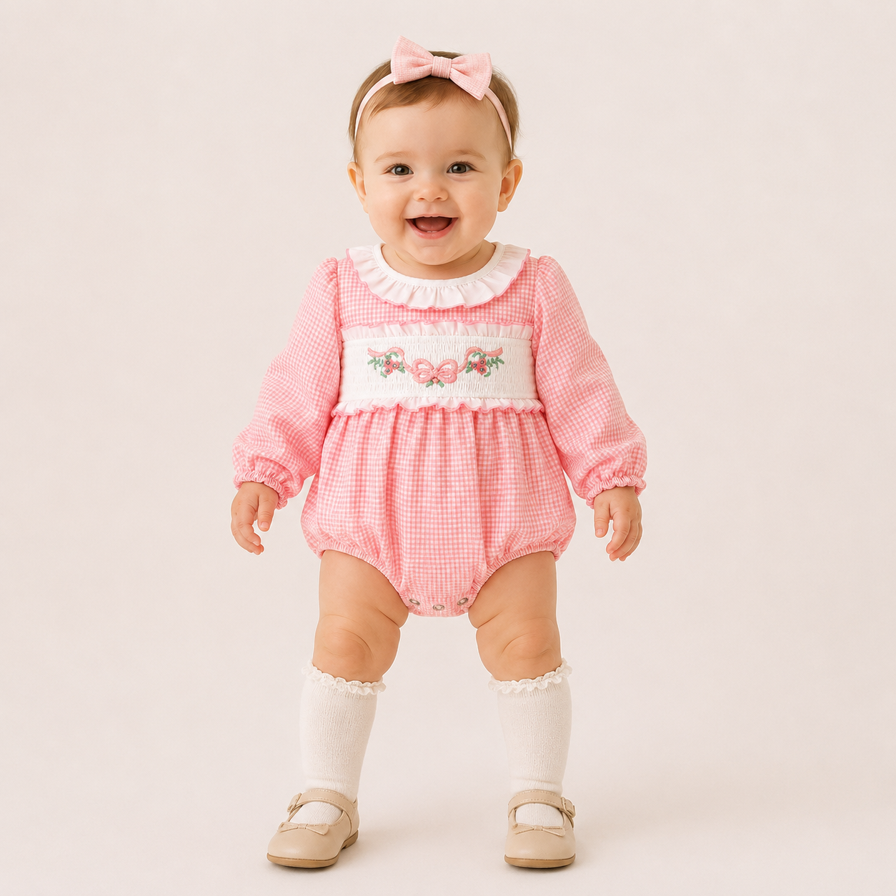 （In Stock）Toddler Girls Fall Embroidery Smocked Romper