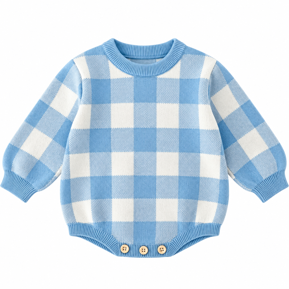 （Pre Order 2 Weeks）Toddler Boys Fall Knitted Plaid Sweater Romper