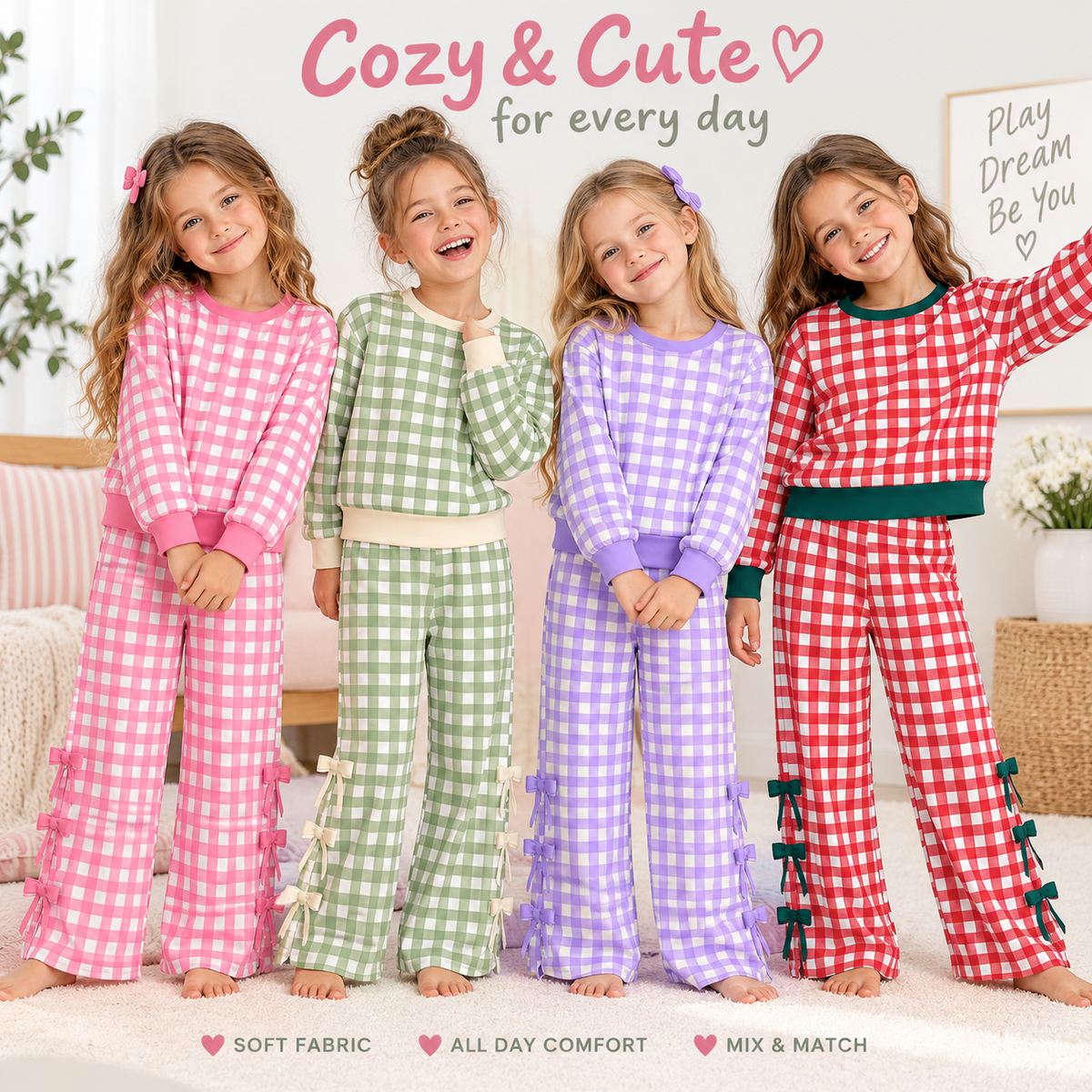 （Weekly Pre-Order）Girls Plaid Print Bow Outfit Set（Ends 9.27）