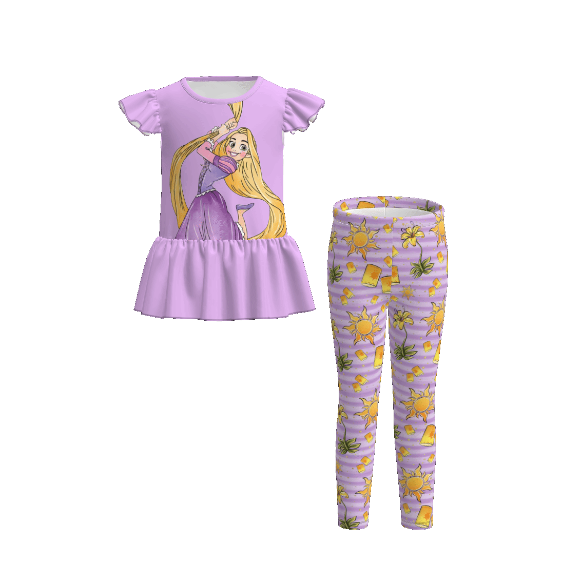 （Pre Order）Girls Spring and Summer Princess Print Outfit Set