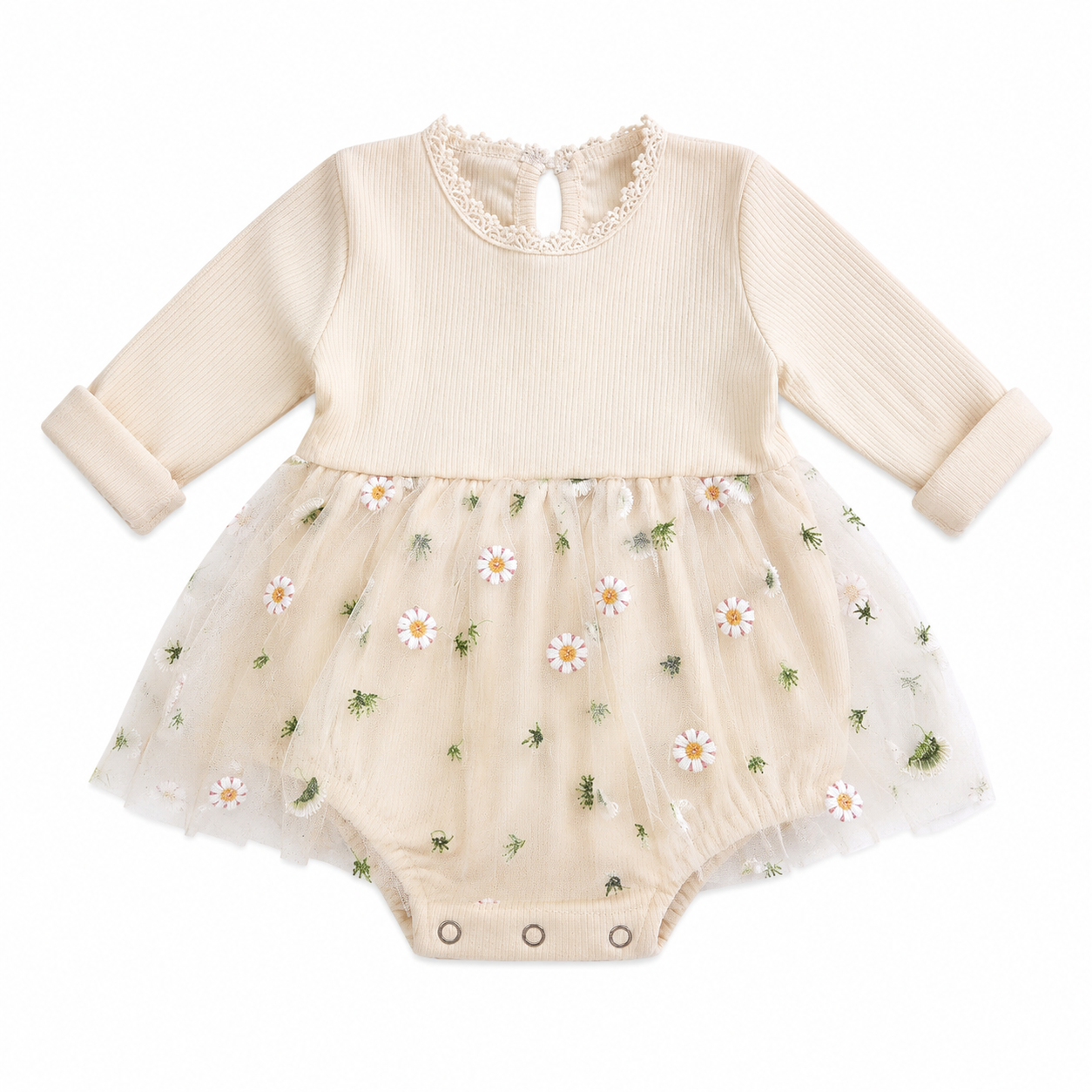 （Pre Order 2 Weeks）Toddler Girls Daisy Embroidery Tulle Romper