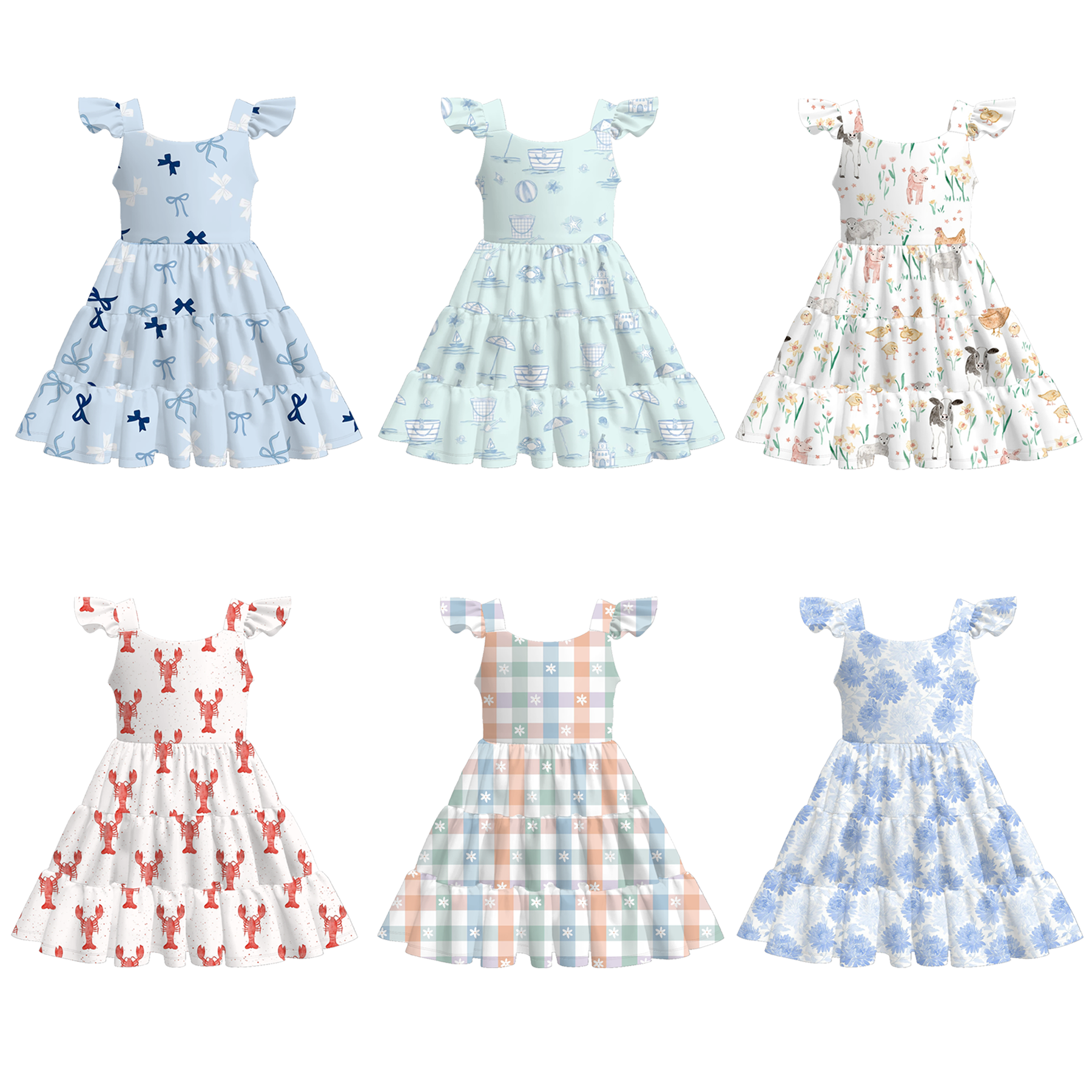 （Pre Order）Girls Spring and Summer Bow Print Dress