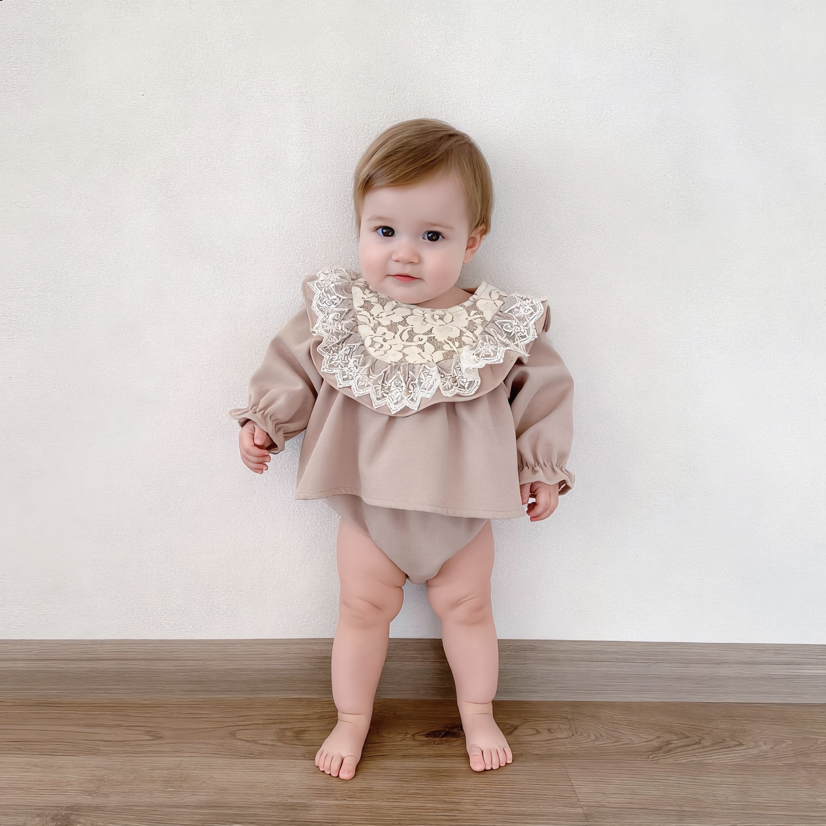 （Pre Order 2 Weeks）Toddler Girls Fall&Spring Lace Ruffle Romper