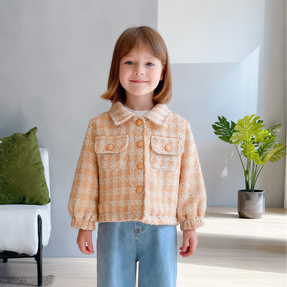 （Pre Order 2 Weeks）Kids Fall&Spring Plaid Coat
