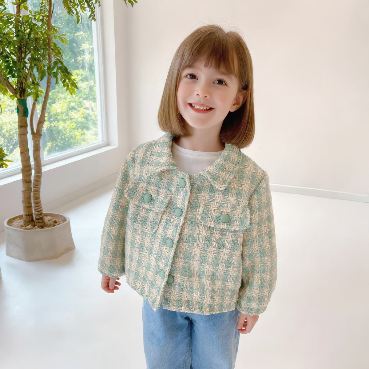 （Pre Order 2 Weeks）Kids Fall&Spring Plaid Coat