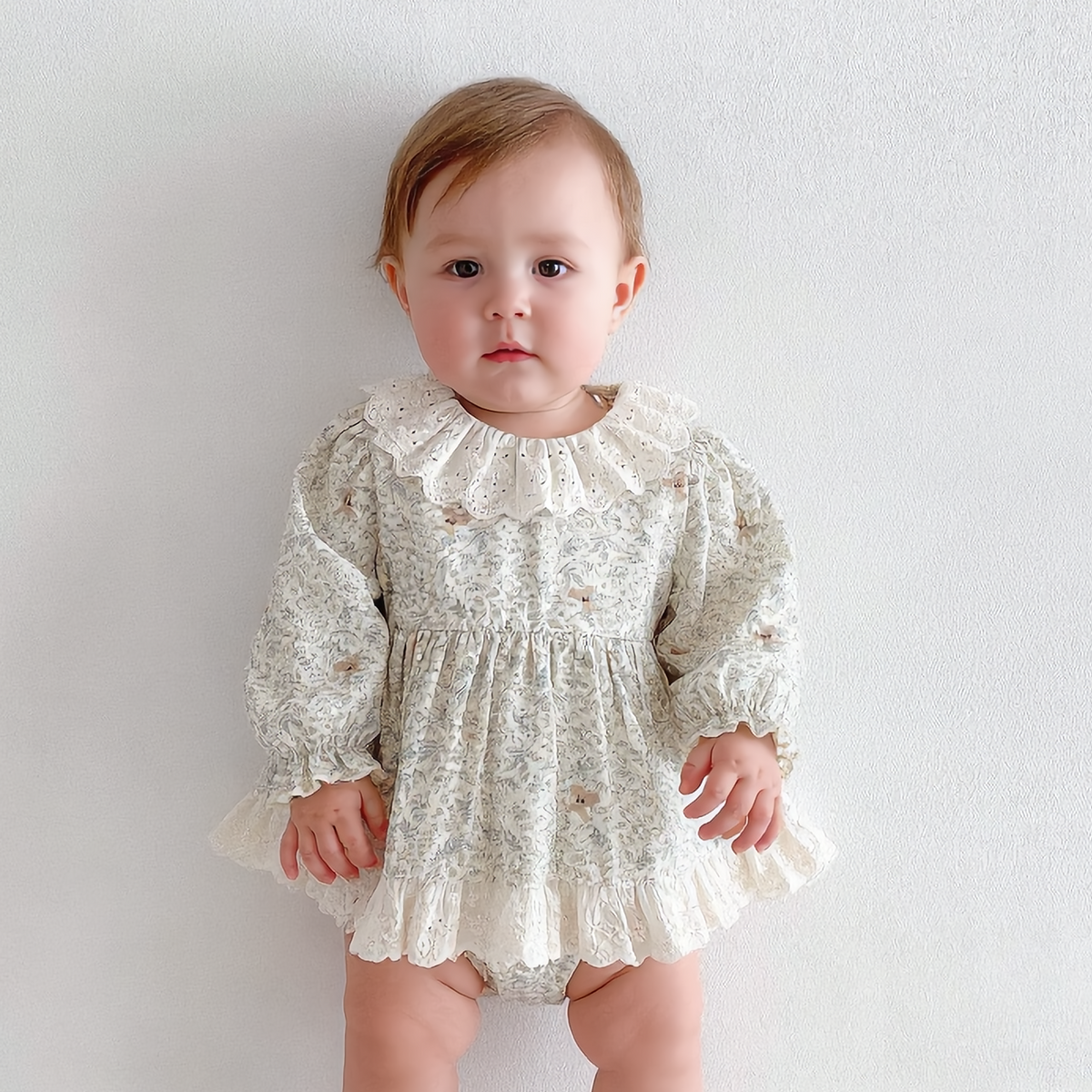 （Pre Order 2 Weeks）Toddler Girls Fall Bear Print Lace Romper